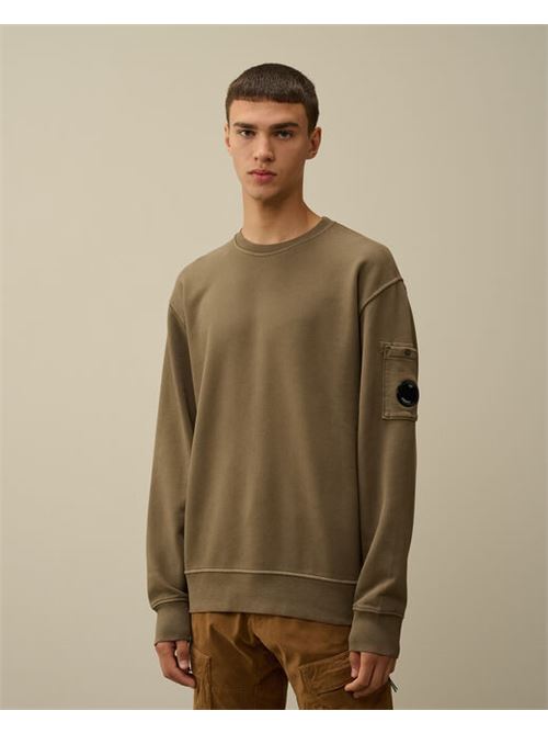 brushed and emerized diagonal fleece lens crew neck sweatshirt C.P. COMPANY | CMSS060A-006372R359